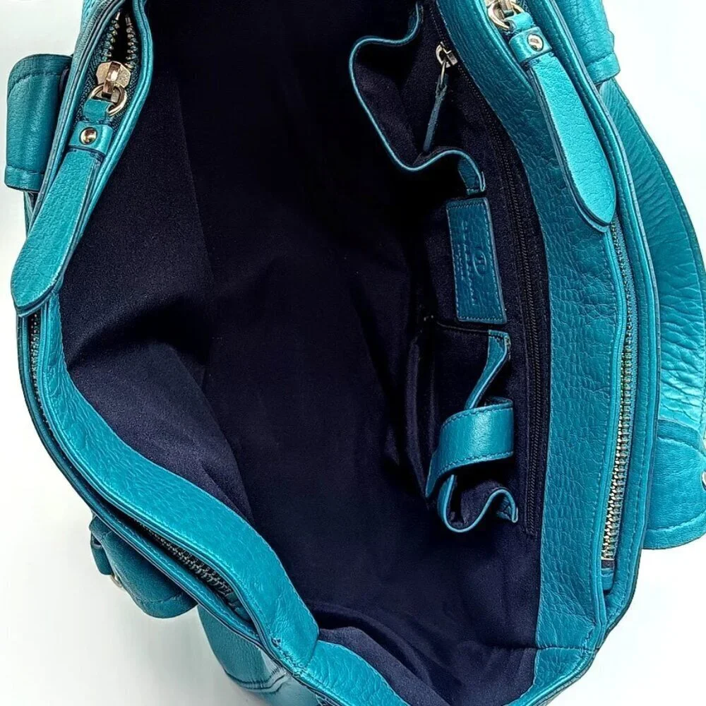 Cole Haan Village F05 Teal Blue Leather Satchel Bag